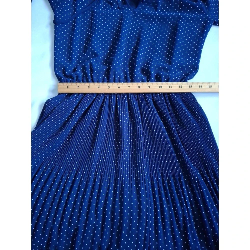 Michael Kors Womens Blue Cold Shoulder Sleeve Tie Neck Polka Dot Dress Size XS